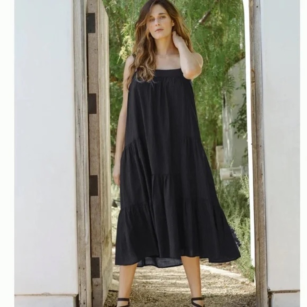 JENNI KAYNE SEERSUCKER SUMMER DRESS IN BLACK SIZE XS - Picture 5 of 10